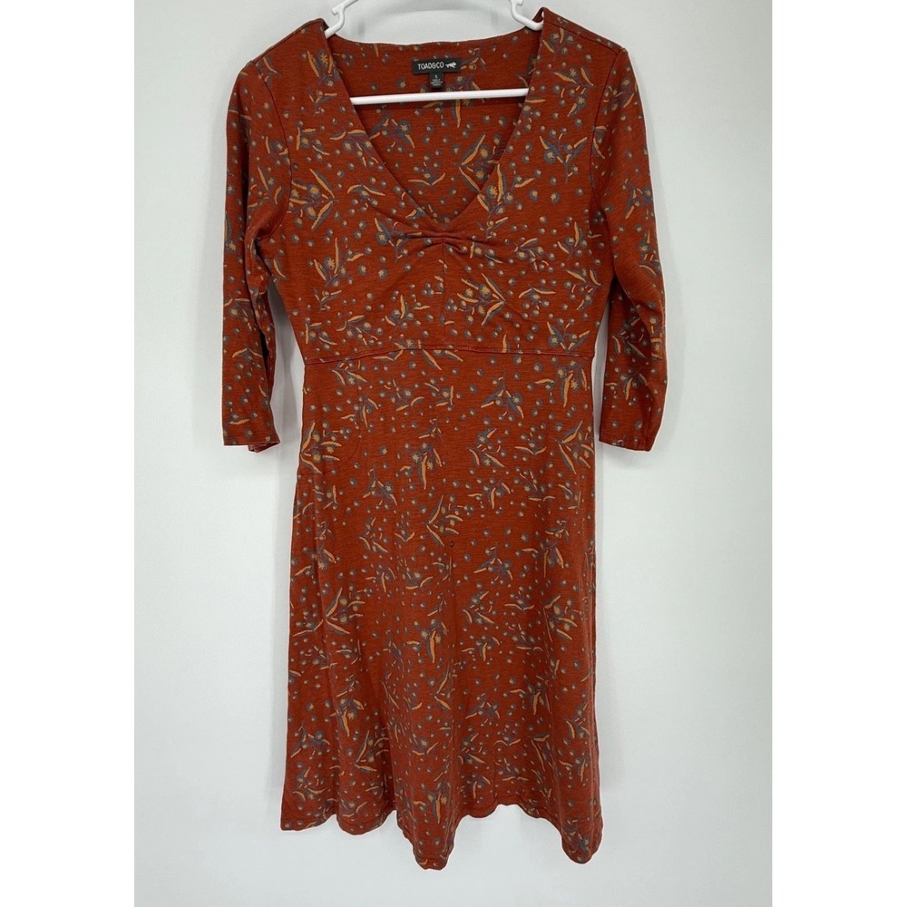 Toad‎ & Co Rosalinda Dress Womens Small Orange Organic Cotton Granola Girl Boho